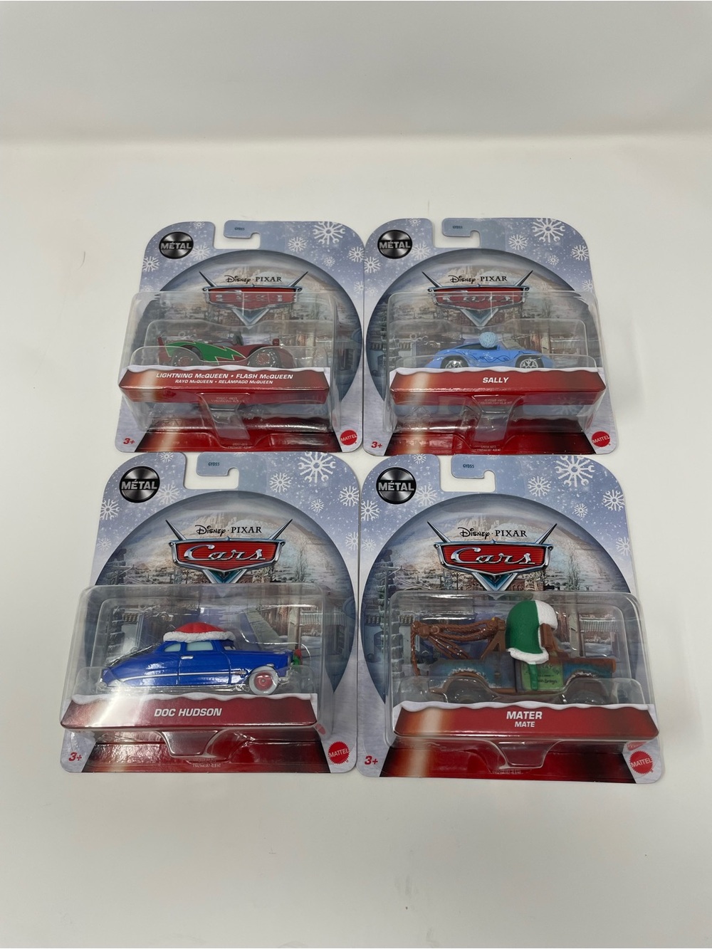 Disney Pixar Cars Christmas Set (Mater, McQueen, Sally, & Doc) New LOT OF 4